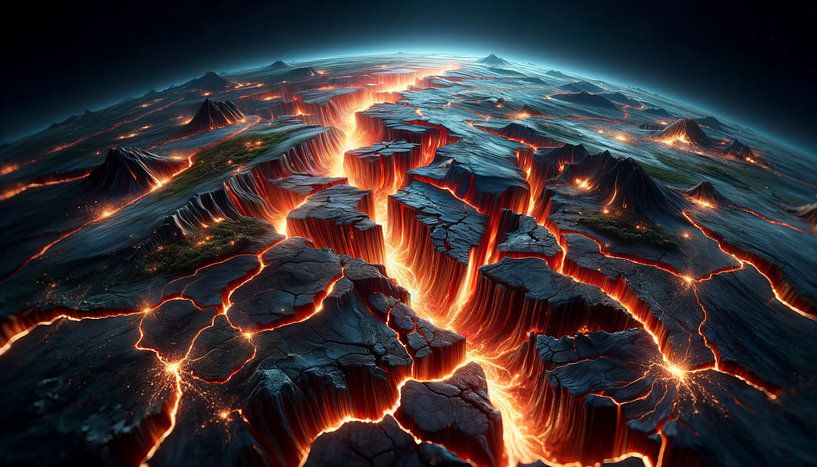 Spectaculaire visualisatie van tektonische scheuren en lavastromen van Jonas Weinitschke