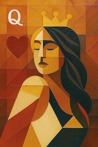 Hartenkoningin geometrisch schilderij.