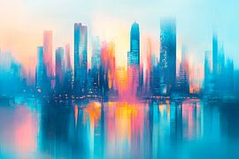 Faszinierende Stadtlandschaft bei Dämmerung von Poster Art Shop