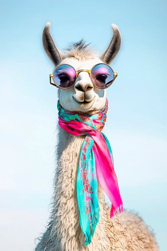 Stijlvolle lama met zonnebril
