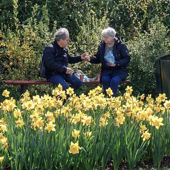 Een typisch Hollands tafereeltje op de Keukenhof.