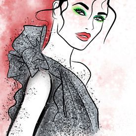Zilveren glitter mode-illustratie van Janin F. Fashionillustrations
