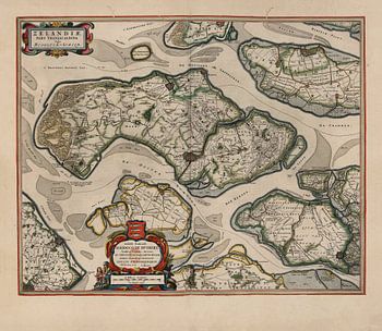 Schouwen Duiveland, Tholen en Noord Beveland, plattegrond Joan Blaeu