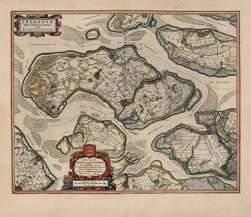 Schouwen Duiveland, Tholen en Noord Beveland, plattegrond Joan Blaeu