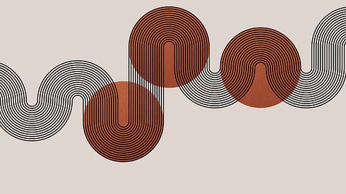 Abstracte retro golven geometrie in kopergrijs beige