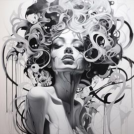 Femme artistique noir et blanc sur TheXclusive Art