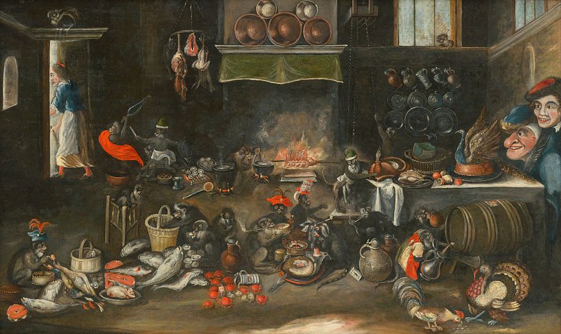 Affen in der Küche, Frans Francken (II) von Meisterhafte Meister