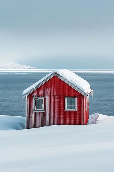 Haus am Meer im Winter von fernlichtsicht