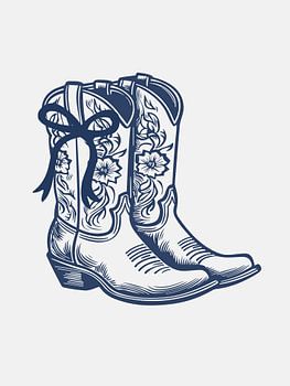 Navy Blue Cowgirl Boots with Bow