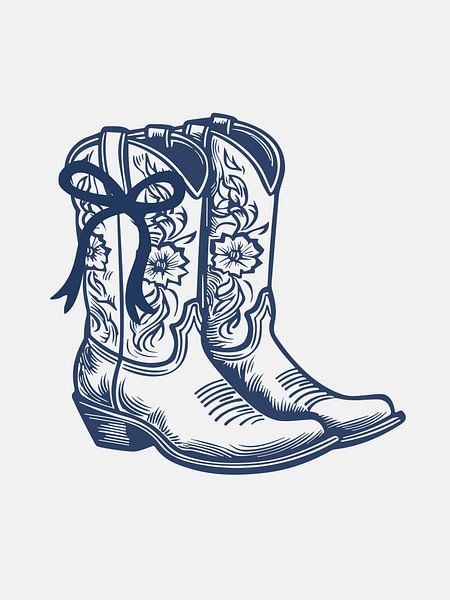 Navy Blue Cowgirl Boots with Bow by Jolly and Dash