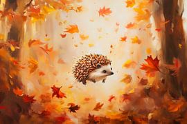 Igel im Herbst von Poster Art Shop