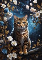 süße Katze in Blumen