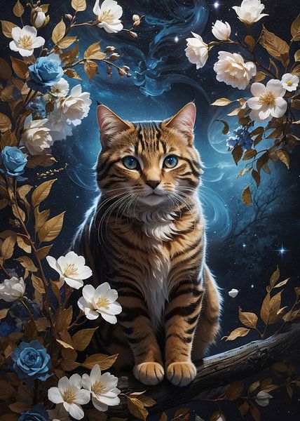 chat mignon dans les fleurs par Muhammad Yunus