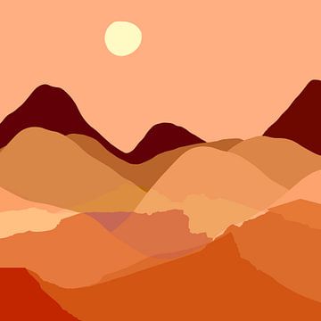 Berglandschap in warme kleuren van Mad Dog Art