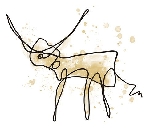 Abstract schilderij - rund lijntekening met waterverf