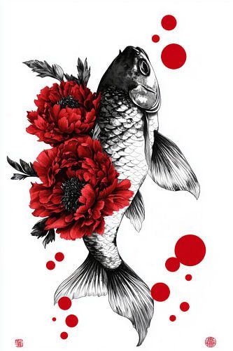 Koi en bloemen in harmonie