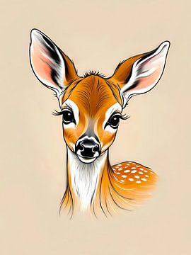 Hirsche in sanften Naturtönen von Ivonne Fuhren-van de Kerkhof