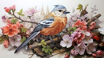 Zeichnung eines Vogels von Gelissen Artworks