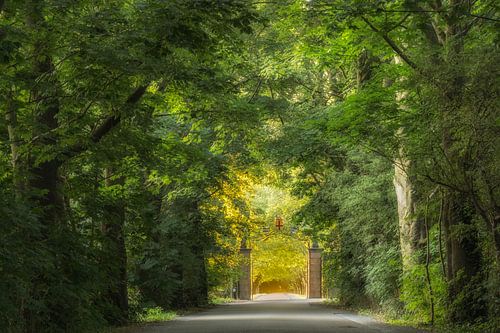 Het begin van een zonnige zomerse dag bij toegangspoort Landgoed Heerlijkheid Mariënwaerdt