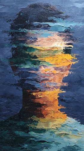 Faceless Figure Dissolving Into Color Memories