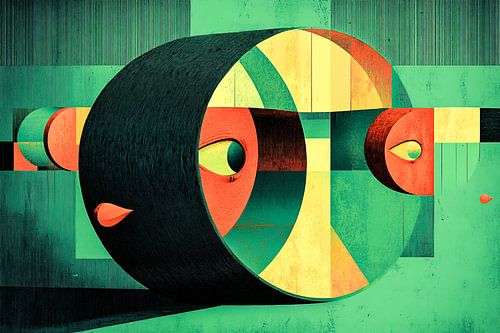 Surrealistisch kunstwerk met lijnenspel