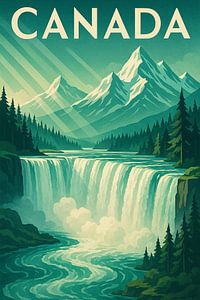 Canada Art Deco Poster – Niagara Falls and Rocky Mountain Grandeur