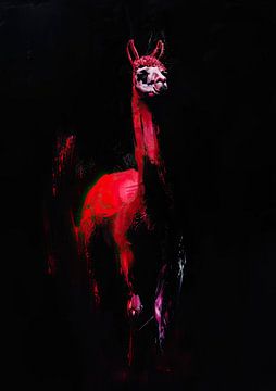 Schilderij Rode Lama van Kunst Kriebels