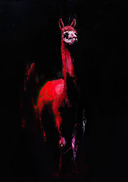 Gemälde Rotes Lama von Kunst Laune