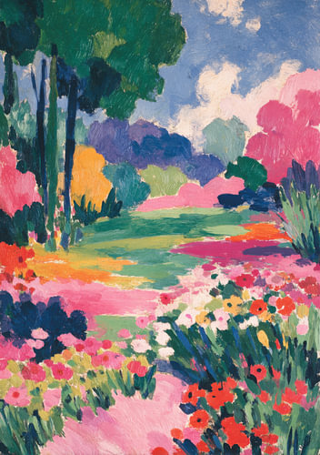 A vibrant summer garden bursting with colourful blooms