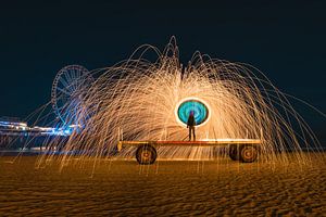 Spinning steel wool for Schevenignen Pier.