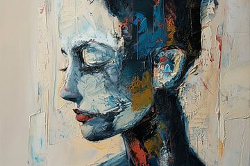 Vrouw Portret | Vrouw Blauw van Kunst Kriebels