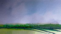 Limburgse landschap voor het onweer | Aquarel schilderij van WatercolorWall thumbnail