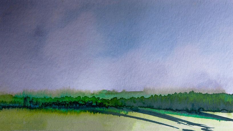 Limburg landscape before thunderstorm | Watercolour painting by WatercolorWall