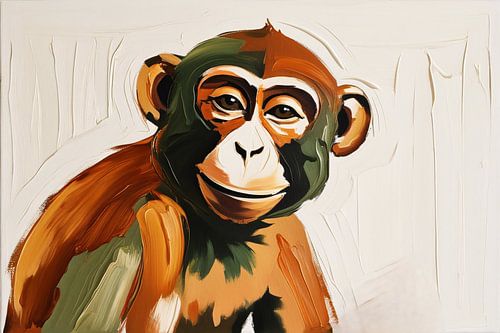 Kleurrijk olieverfschilderij van een aap