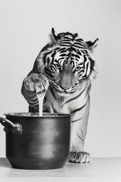 Tiger in der Küche von Poster Art Shop