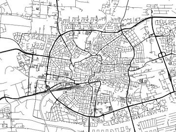 Kaart van Leeuwarden in Zwart Wit van Map Art Studio