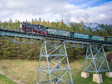 De Fichtelbergspoorweg op het Hüttenbachviaduct van t.ART