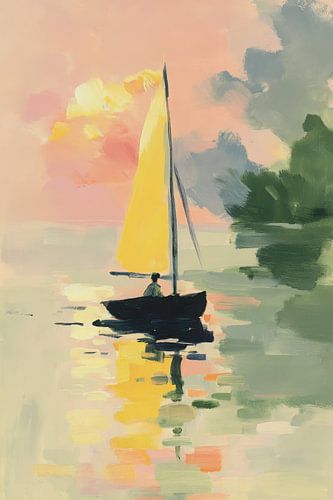 Zeilboot in de zonsondergang