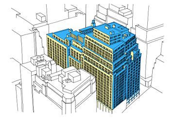 NY City Block pen drawing by Maarten Schets