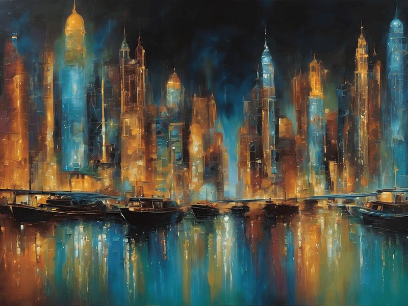Die Stadt bei Nacht von Jolique Arte