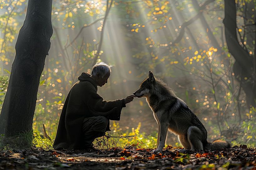 wolves in the Netherlands meeting in the forest by Egon Zitter