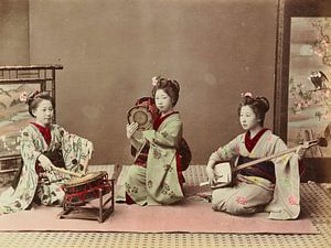 Vintage-Foto, Musizieren, Kusakabe Kimbei, 1870er - 1890er Jahre