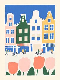Illustration d'art populaire représentant des tulipes d'Amsterdam sur StudioRemier