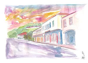 Gustavia St Barts Straßenszene bei Sonnenuntergang von Markus Bleichner