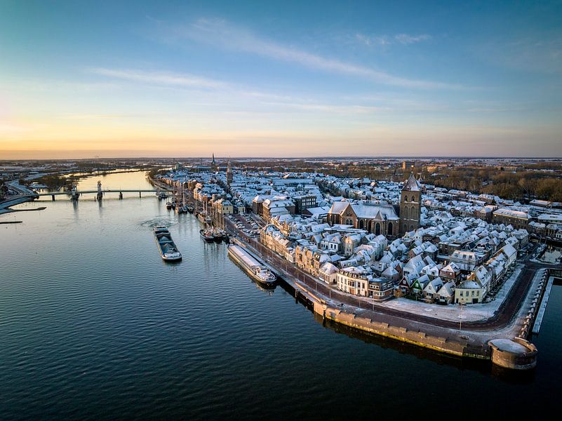 Kampen at the river IJssel during a cold winter sunrise by Sjoerd van der Wal Photography