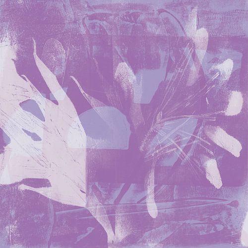 Abstracte organische vormen in violet, lila en wit - Moderne minimalistische kunst
