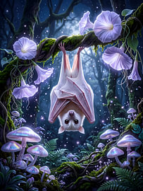 Une chauve-souris blanche dans la forêt enchantée