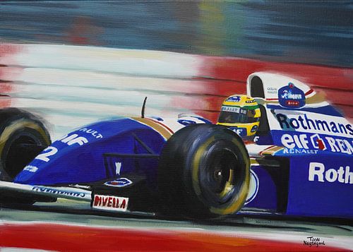 Ayrton Senna Formule 1 schilderij door Toon Nagtegaal van Toon Nagtegaal