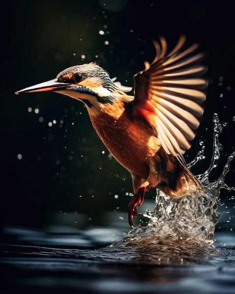 IJsvogel tijdens de vlucht van fernlichtsicht