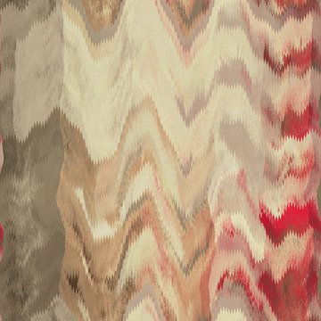Retro abstract 70s pattern in white, taupe, red, beige I by Dina Dankers